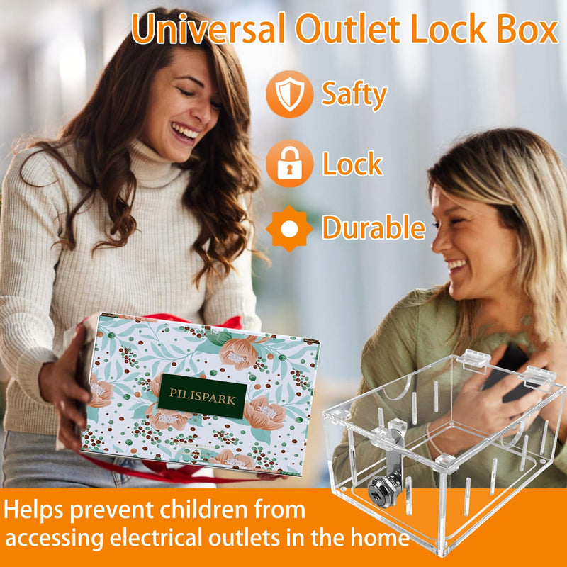 [Australia] - Baby Safety Outlet Cover Box,Outlet Covers,Plug Covers for Electrical Outlets,Socket Covers for Outlets Fit 4.95" H X 3.35" W X 2.56" D or Smaller,Provide Extra Space Inside for Plugs,Adapters B-with wire exit 