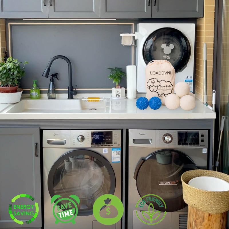 [Australia] - Upgraded Version Wool and Plastic Dryer Balls - XL, Natural Fabric Softener, Reusable, Reduces Clothing Wrinkles, Baby Safe & Chemical Free, Save Drying Time, Money, Energy. (Pack of 4+2) 