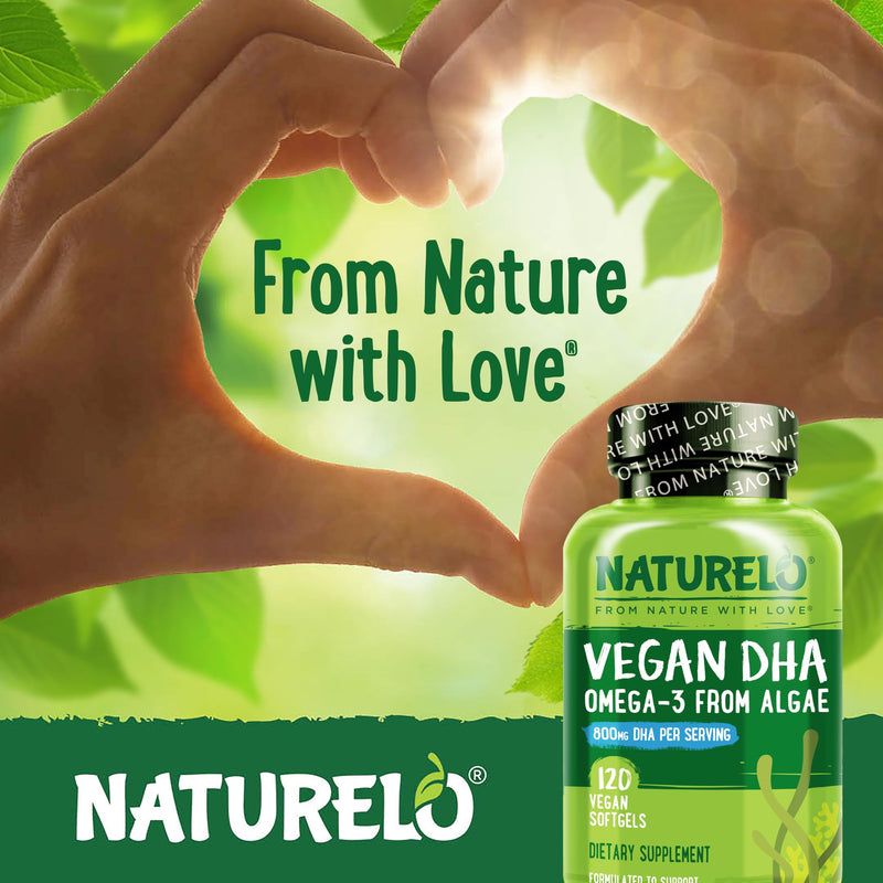 [Australia] - NATURELO Vegan DHA - Omega 3 Oil from Algae - Supplement for Brain, Heart, Joint, Eye Health - Provides Essential Fatty Acids for Women Men and Kids - Complements Prenatal Vitamins - 120 Softgels 120 Count (Pack of 1) 