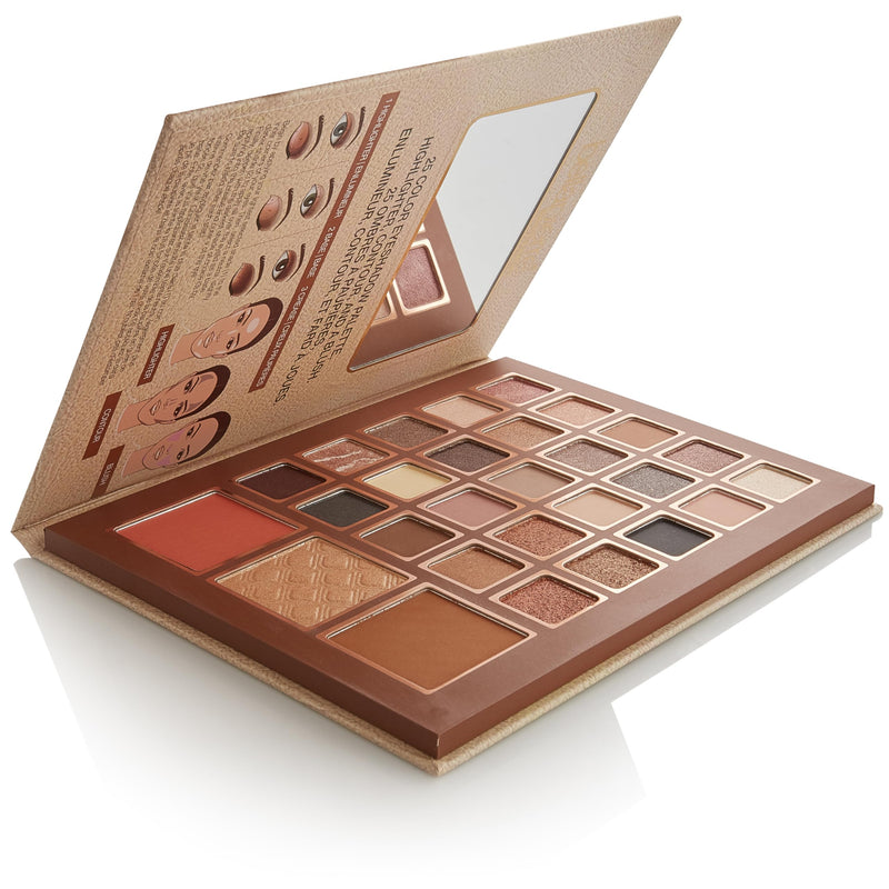 [Australia] - Bellapierre Nude Face & Eye Book Palette | 25 Eyeshadow Shades with Blush, Bronzer, & Highlighter | Non-Toxic & Paraben Free | Vegan & Cruelty-Free 