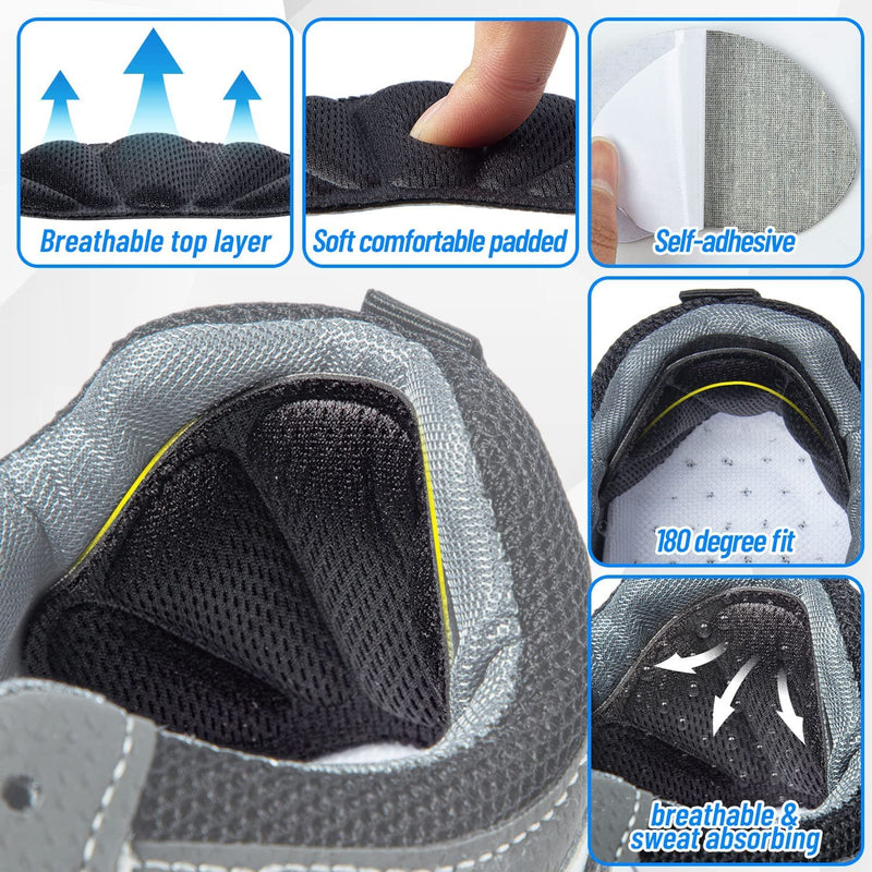 [Australia] - Heel Cushion Pads Mesh Self Adhesive Heel Pads for Back of Heel Heel Cushions Prevent Oversized Shoes for Men and Women Black 8 Pack 1 