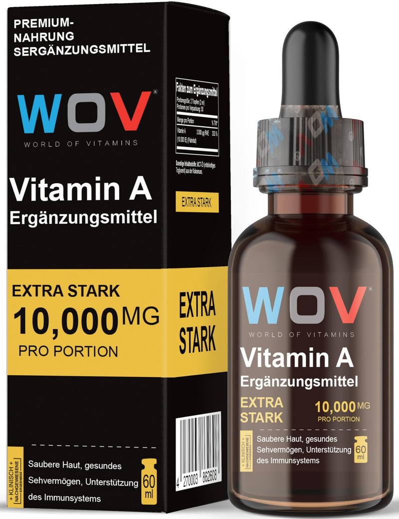 [Australia] - WOV Vitamin A drops 10,000 IU per daily dose - 60ml (2000 drops), vegan retinol in MCT coconut oil, high dosage, additive-free, laboratory tested 
