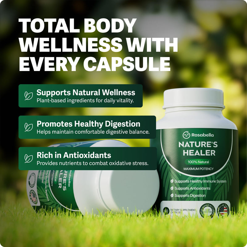 [Australia] - Rosabella Natural Healer ‚Äì Organic Superfood Immune & Digestive Support ‚Äì 60 Capsules ‚Äì Plant-Based Supplement for Detox, Bloating Relief, and Gut Wellness for Women & Men 60 Count (Pack of 1) 