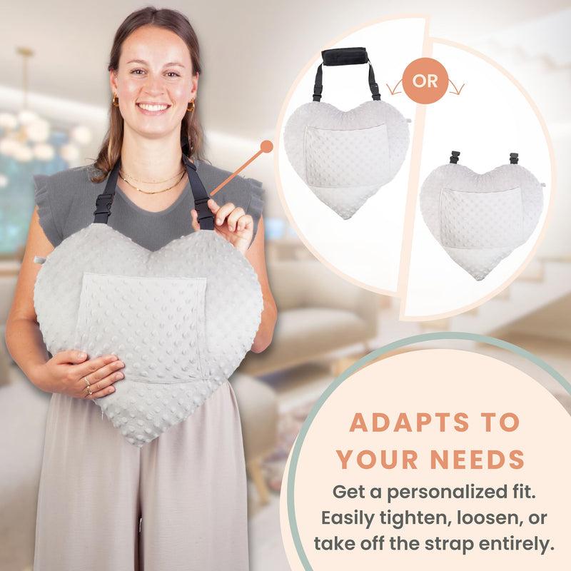 [Australia] - MOYOAMA Open Heart Surgery Pillow for Heart Surgery Recovery Gifts - After Bypass Surgery Must Haves, Gifts for Chest Surgery Recovery, Seatbelt Pillows for Post-Surgery, Shock Absorbing Chest Pillow Moonlight Grey Heart Pillow with Strap 