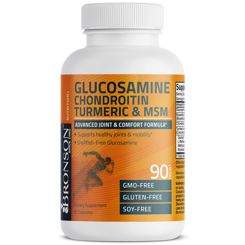 [Australia] - Bronson Glucosamine Chondroitin Turmeric & MSM Advanced Joint & Cartilage Formula, Supports Healthy Joints, Mobility & Cartilage - Non-GMO, 90 Capsules 90 Count (Pack of 1) 