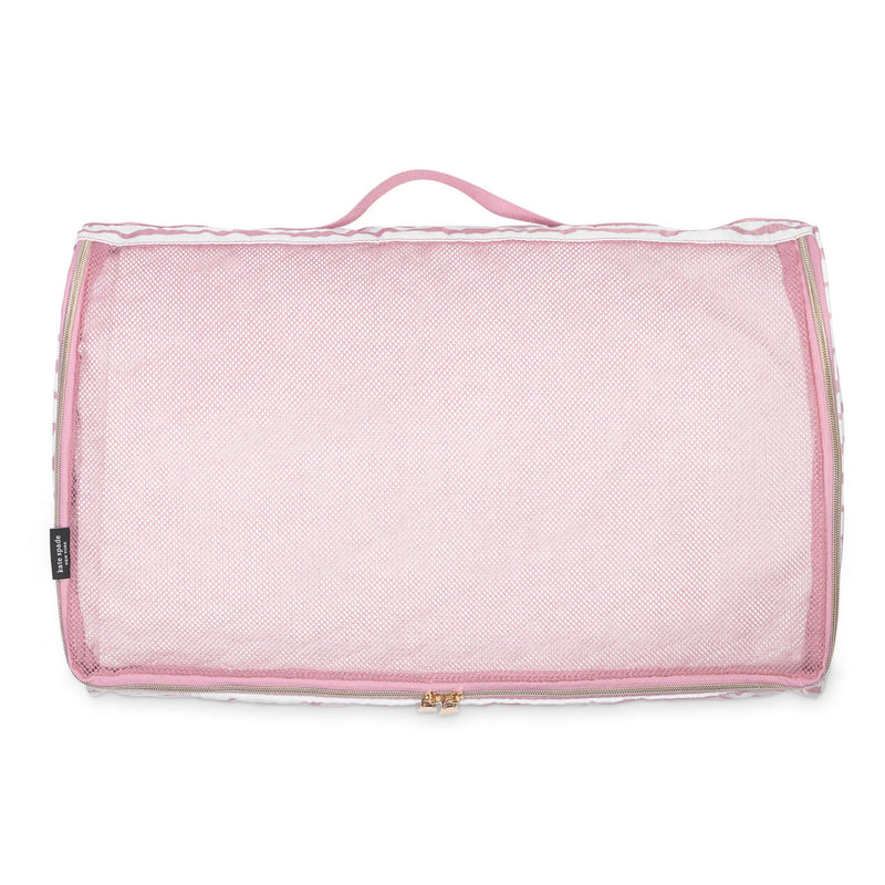 kate spade new york Packing Cube Set of 3, Goddess Stripe | Pack of Luggage Organizers in 3 Sizes with Mesh Windows, Zipper Closures, and Carry Handles for Travel