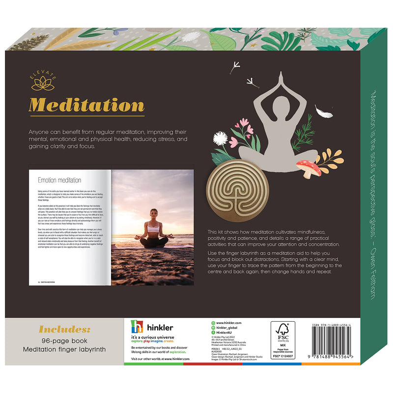 [Australia] - Hinkler Elevate - Meditation Kit - Mindfulness Tools for Adults - Mental Health and Self Care Essentials - Meditation Aid - Finger Labyrinth - Adult Hobbies - Stress Relief and Relaxation Guide 