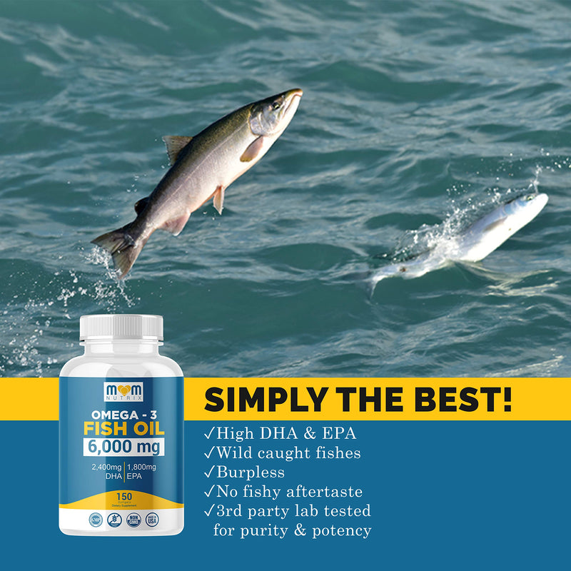 [Australia] - Omega 3 Fish Oil 6000 Mg with Maximum EPA DHA - Supports Brain, Liver, Heart & Immunity - Made in The USA - 150 Softgels 