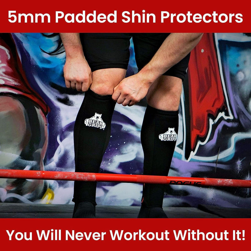 [Australia] - Bear Grips Deadlift Shin Guards - Breathable Gym Equipment Rope Climbing Shin Guard for Men and Women - Injury Prevention Calf Support Shin Guard Sleeves for Ultimate Shin Protection Black X-Large 
