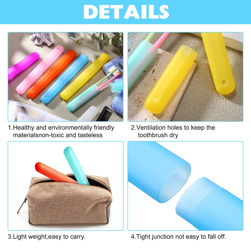 [Australia] - 40 Pieces Travel Toothbrush Holder Case Portable Plastic Pencil Case Holder Toothbrush Carrier Cover Case Bulk Toothbrush Storage Containers for Traveling School Camping Bathroom Business, 7 Colors 