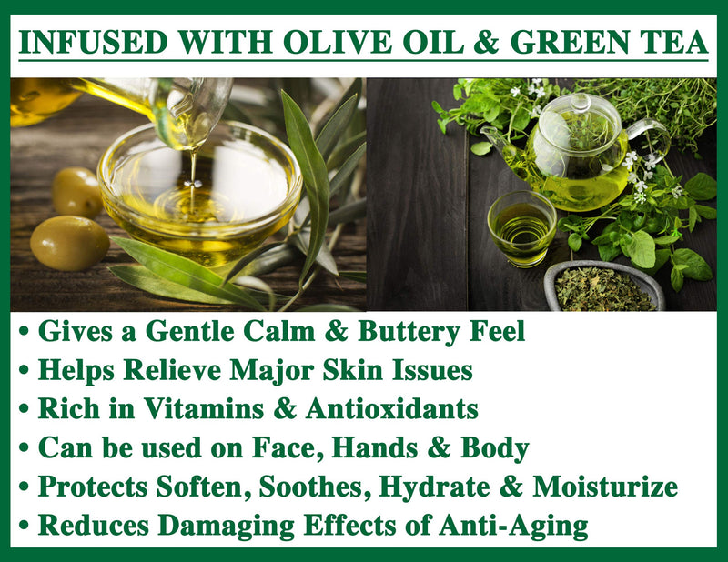 Olivia Care Green Tea Bar Soap - 100% Natural, Organic, Vegan | Pure Olive Oil | Face, Hands & Body | Cold-Pressed Triple -Milled | Rich in Calcium & Vitamins