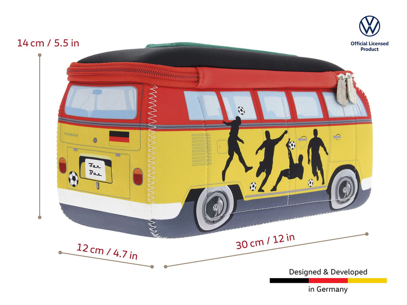 BRISA VW Collection - T1 Bus Camper Toiletry Bag Cosmetic Case | Volkswagen Toiletry Bag Cosmetic Case, Water-Repellent, Hanging Hook, 4 Mesh Pockets for Travel, Neoprene, Football Large Large (11.8 X 5.5 X 4.7 Inches)