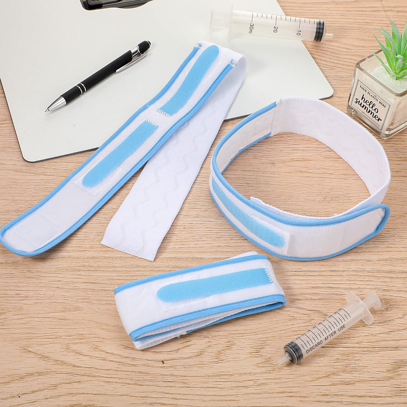[Australia] - 4 Pcs Catheter Holder Urine Drainage Bag Leg Band Band Straps Anti Slip Urinary Catheter Bag Leg Holder Elastic Foley Catheter Stabilization Device for Men Women, 2 x 23.6 Inch, White and Blue 