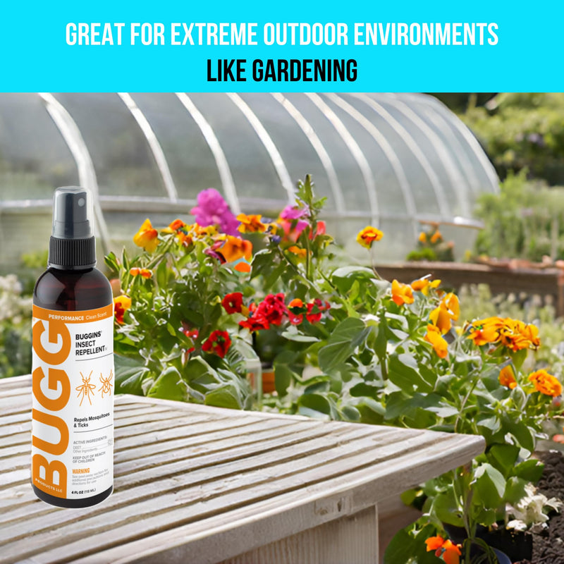 [Australia] - BUGGINS IV Performance - Insect Repellent - Mosquitoes, Gnats, Ticks, and Biting Flies, 25% DEET, Powdery Scent - 4 oz Pump Spray Bottle 4 Fl Oz (Pack of 1) 