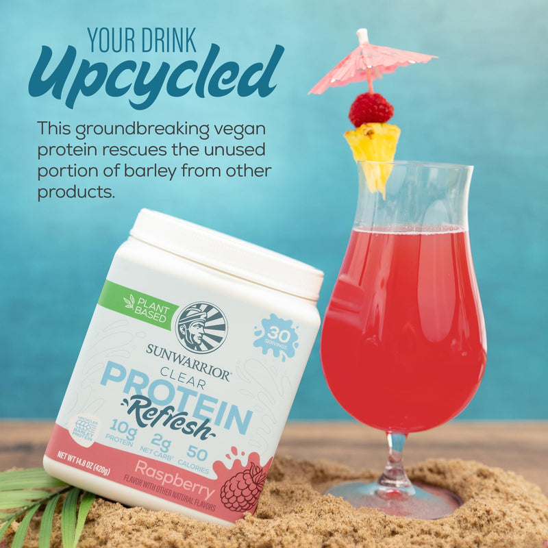 [Australia] - Sunwarrior Clear Protein Powder Plant-Based Water Mix, Vegan and Refreshing Protein and Hydration Supplement 10g Per Serving Raspberry Flavored 420g Tub 30 Servings 