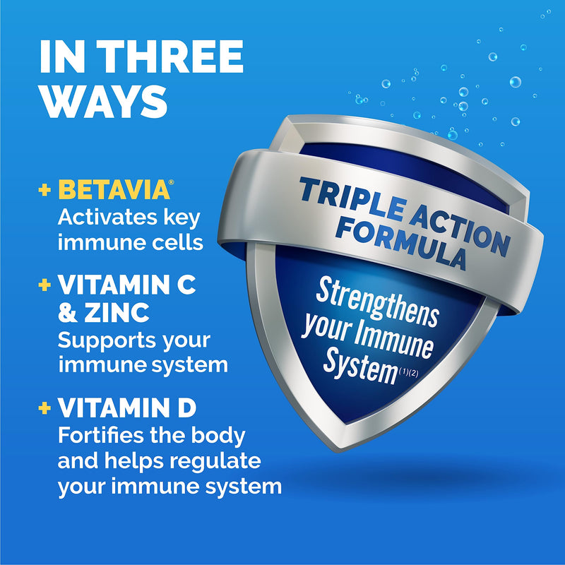 Emergen-C Immune+ Triple Action Immune Support Powder, Super Orange, 50 ct | BetaVia Triple Action, Vitamin D, B Vitamins, Zinc and Manganese, Energy Support, 50 Day Supply 1.03 Pound (Pack of 1)