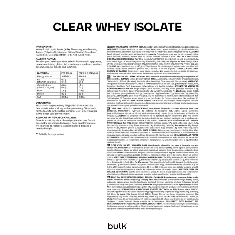 Bulk Clear Protein Starter Bundle, 500 g of Pink Lemonade Flavoured Clear Whey Isolate, 100 g of Creatine Monohydrate and a 750 ml Iconic Shaker