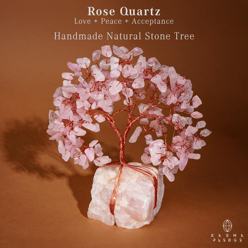 [Australia] - Rose Quartz Crystal Trees for Home Decor, Office Desk Decoration, Chakra Healing Crystals and Stone for Positive Energy, Money, Good Luck, Tree of Life Spiritual Birthday Gifts for Women and Mom 10 Rose Quartz Base Raw Crystal Tree 