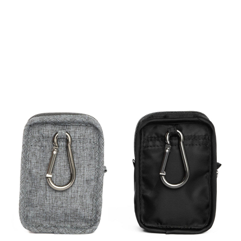 Lug Drizzle Mini Zip Storage Pouch for Women, 2-Piece Set with Carabiner and Wristlet Loops, Lightweight Travel Organizer – Black/Heather Grey Black\/heather Grey