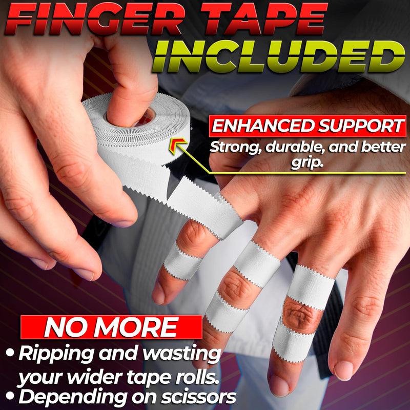 [Australia] - White Athletic Tape Extremely Strong: 8 Rolls + 2 Finger Rolls. Easy to Apply & No Residue. Sports Tape Athletic for Boxing Football Climbing or Gymnastics for Wrist Ankle & Hand Protection 8+2 Set 