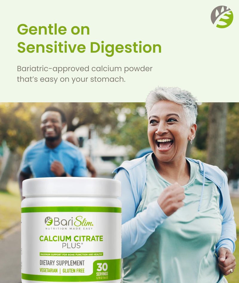 BariSlim Bariatric Calcium Citrate Plus Powder - Formulated for Patients After Weight Loss Surgery - Maximum Support for Bone Function and Health - Easy Digestion and Absorption | 600 mg (30 Servings)
