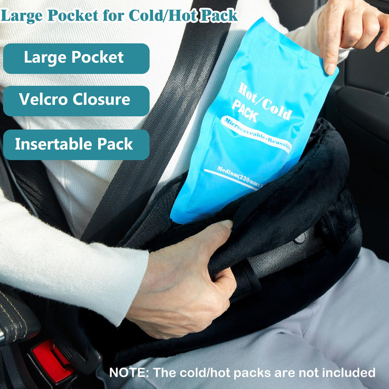 [Australia] - Seatbelt Pillows Cushion for Post Surgery, Hysterectomy C Section Abdominal Belly Seat Belt Pillow Cushion Cover with Pocket, Stomach Surgery Myomectomy Recovery Must Haves Black 
