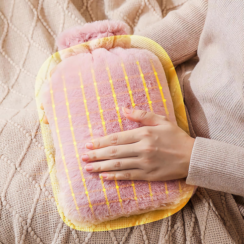 [Australia] - Hot Water Bottle with Soft Cover 2L Bed Bottle Fluffy PVC Hot Water Bag Ideal for Pain Relief Safe and Durable Best Gift for Women and Adults (Pink) Pink 
