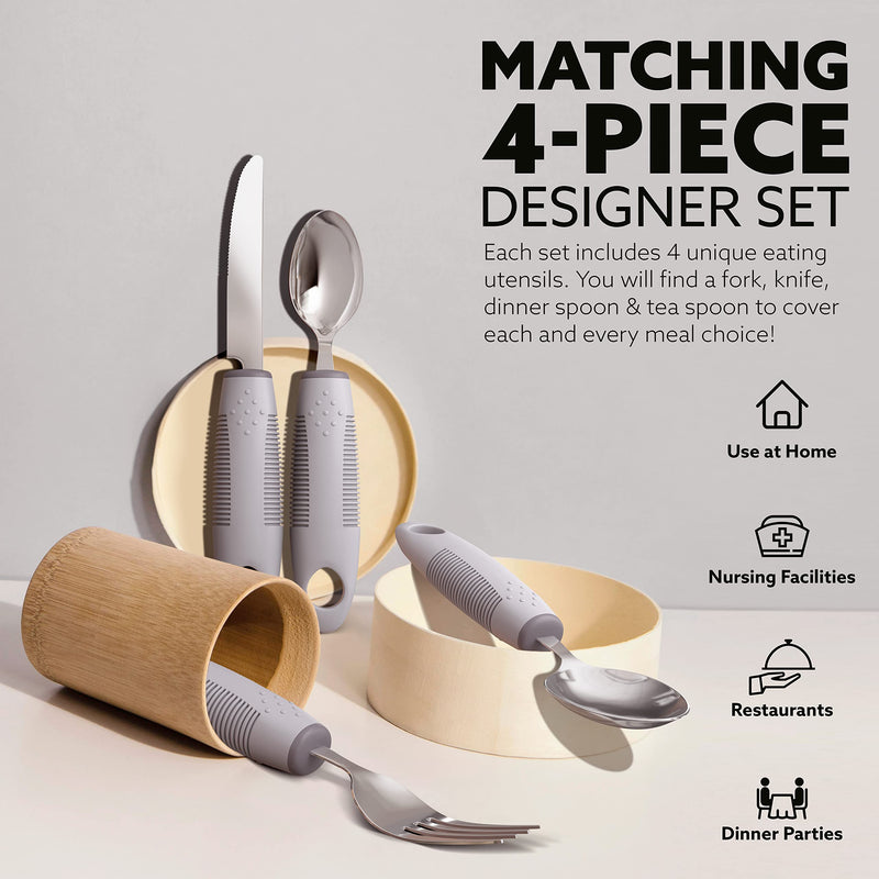 iMedic Easy Grip Cutlery for Arthritic Hands Grey(1 Pack) – Adaptive Utensils Designed to Support Disabled Adults – Weighted Tableware Set – Caring Aid for Tremors, Parkinson’s Single