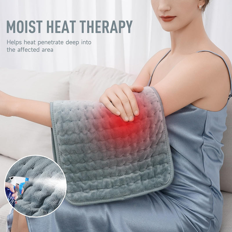 [Australia] - Heating Pad for Back Pain Relief & Cramps, KOT Heating Pads with Auto Shut Off Large, 6 Heat Settings Electric Heated Pad, Gifts for Women, Gifts for Men, 12" x 24" Gray-12x24 Inch 
