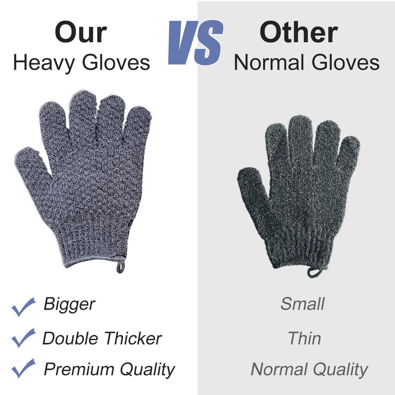 [Australia] - Yiclick Pack of 4 peeling gloves - exfoliating gloves, body peeling, body face, bath sponge, shower sponge, peeling loofah sponge, washcloth, back brush, bath accessories, 4 grey 