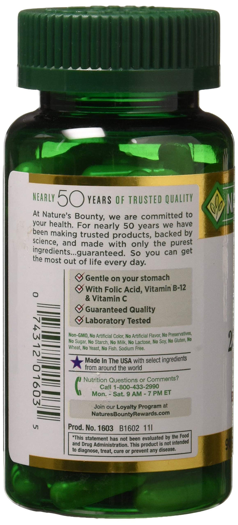 [Australia] - Nature's Bounty Gentle Iron 28 mg 90 Capsules Unflavored 90 Count (Pack of 1) 