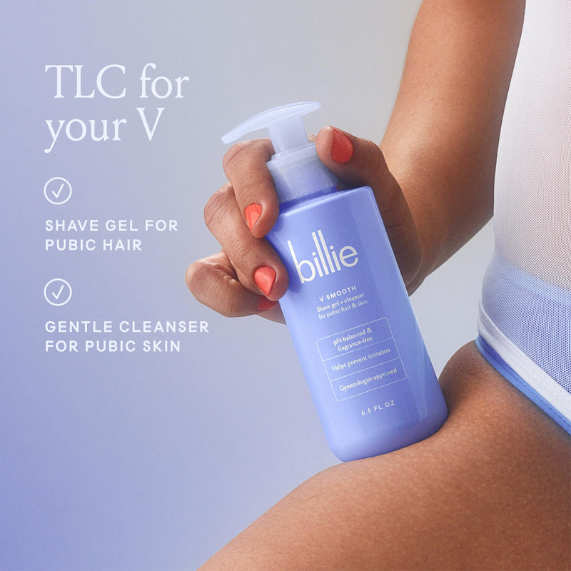 Billie - V Smooth - Shave Gel + Cleanser for Pubic Hair & Skin - pH-Balanced - Fragrance-Free - Gynecologist-Approved - 6.5 oz. Shaving Agent