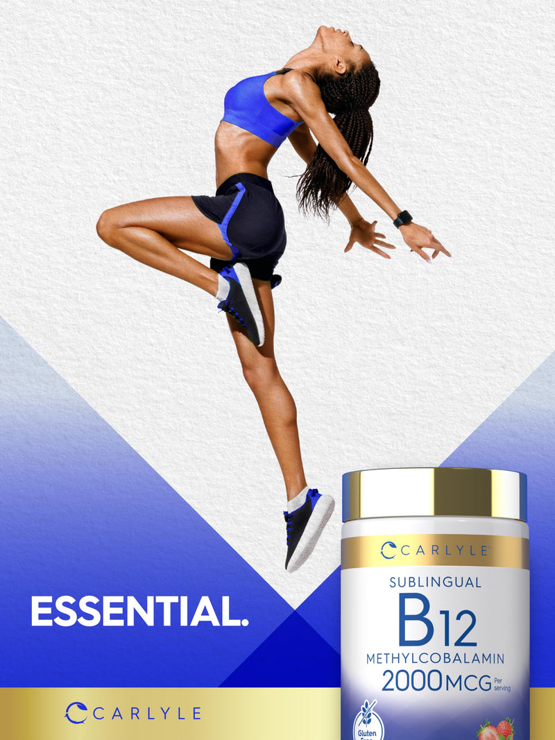 Carlyle B12 Vitamin 2000 mcg | 240 Fast Dissolve Tablets | Sublingual Methylcobalamin | Berry Flavor | Vegetarian, Non-GMO & Gluten Free Supplement