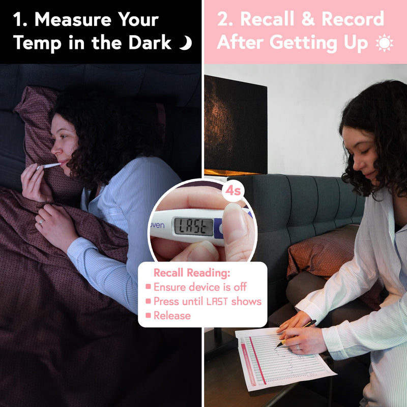 [Australia] - Digital Basal Body Thermometer, 1/100th Degree High Precision, Quick 60-Sec Reading, Memory Recall, Accurate BBT Thermometer for Natural Ovulation Tracking by iProven A: Easy Recall 