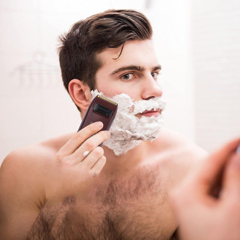 [Australia] - KEMEI Foil Shaver Double Electric Shaver for Men Electric Razors Head Shavers for Bald Men Barber Supplies Hair & Beard Trimmer Cordless Rechargeable Brown 