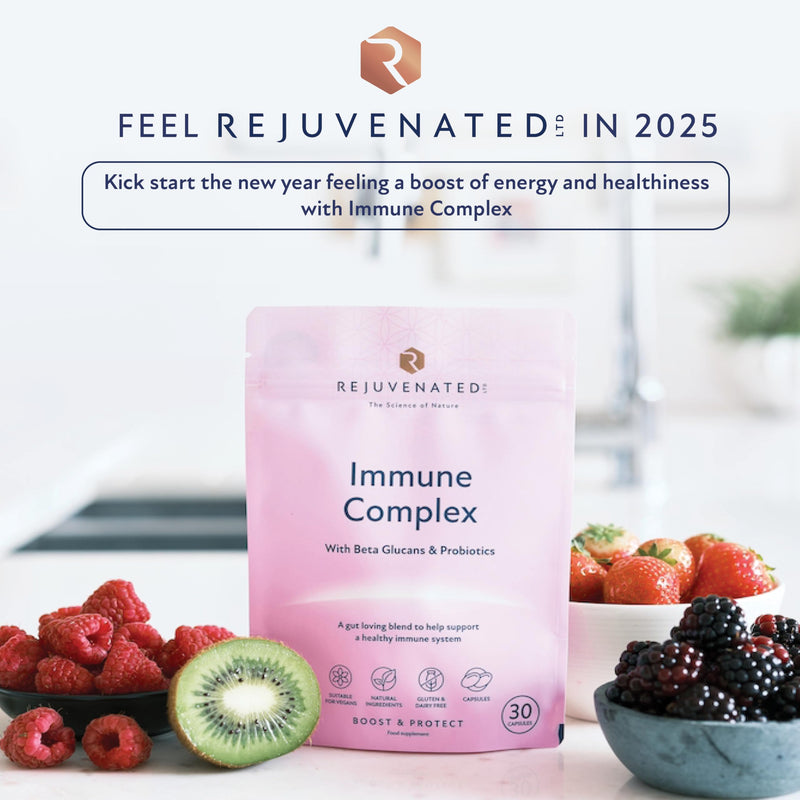 Rejuvenated Immune Complex Capsules - Prebiotics, Probiotics and Immune System Booster - Gut Loving Blend for Immune Support with Beta Glucans & Probiotics (30 Capsules)