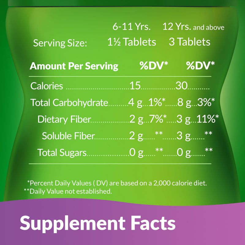 [Australia] - Benefiber Chewable Prebiotic Fiber Supplement Tablets for Digestive Health, Assorted Fruit Flavors - 100 Count 