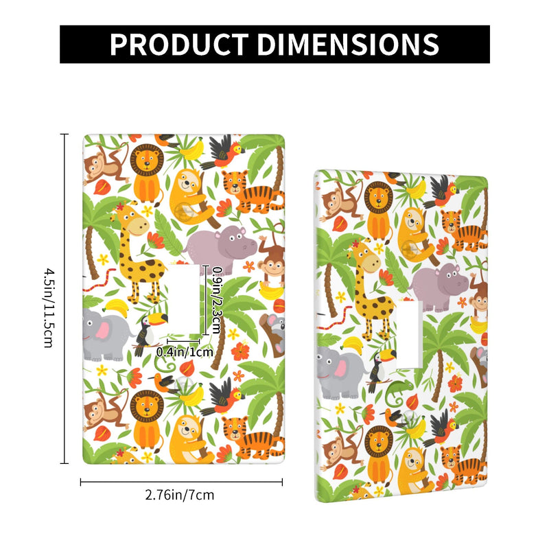 [Australia] - Jungle Animals Tiger Koala Giraffe Cute Light Switch Cover 1-Gang,Decorative Single Toggle Wall Plate Switch Wallplate Cover Faceplate For Kids Teens Boys Girls Room Decor,4.50" X 2.76"Inch Jungle Animals Tiger Koala Giraffe Cute 
