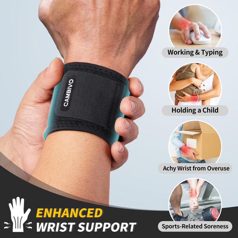 [Australia] - CAMBIVO Wrist Wraps for Men and Women 2 Pack, Adjustable Compression Wrist Brace for Carpal Tunnel, Wrist Support, Pain Relief, Lifting Straps Wrist Bands for Fitness, Weightlifting, Gym Workout Black 