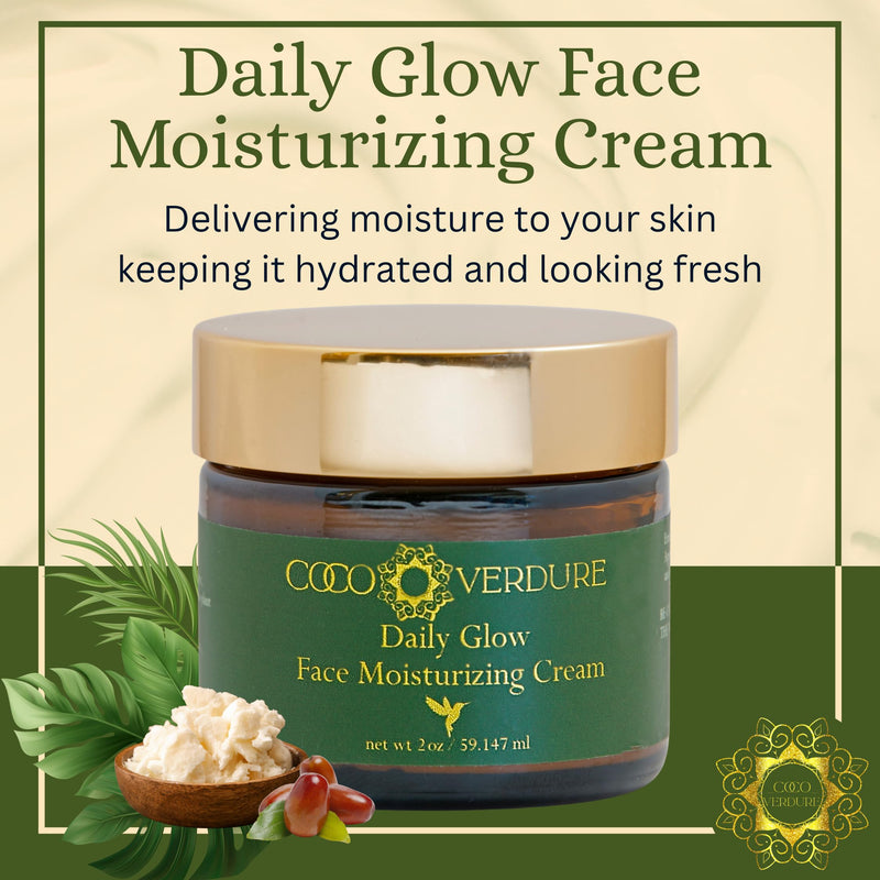 Daily Glow Face Moisturizing Cream - Ultra Hydrating Facial Moisturizer with Vitamin E, Jojoba Oil & African Shea Butter. Lightweight, Nutrient Rich Formula for Dry, Sensitive Skin. 2oz