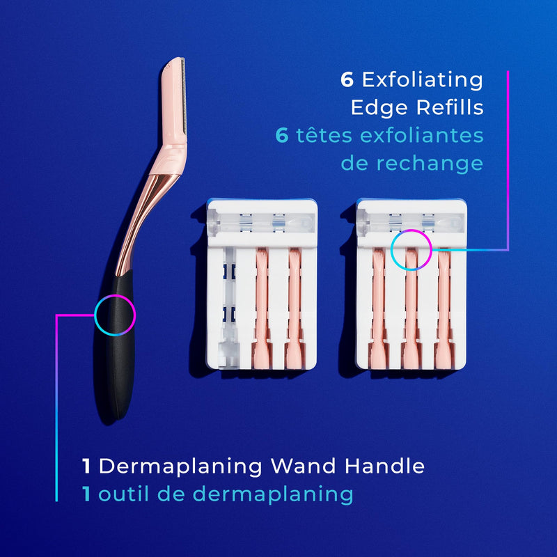 Schick Hydro Silk Dermaplaning Wand,Dermaplaning Tool for Face with 6 Refill Blades,Dermaplane Razor for Women Face, Dermaplane Tool, Eyebrow Razor,Face Razor,Facial Razor(Packaging May Vary) Dermaplaing Razor +6 Refills