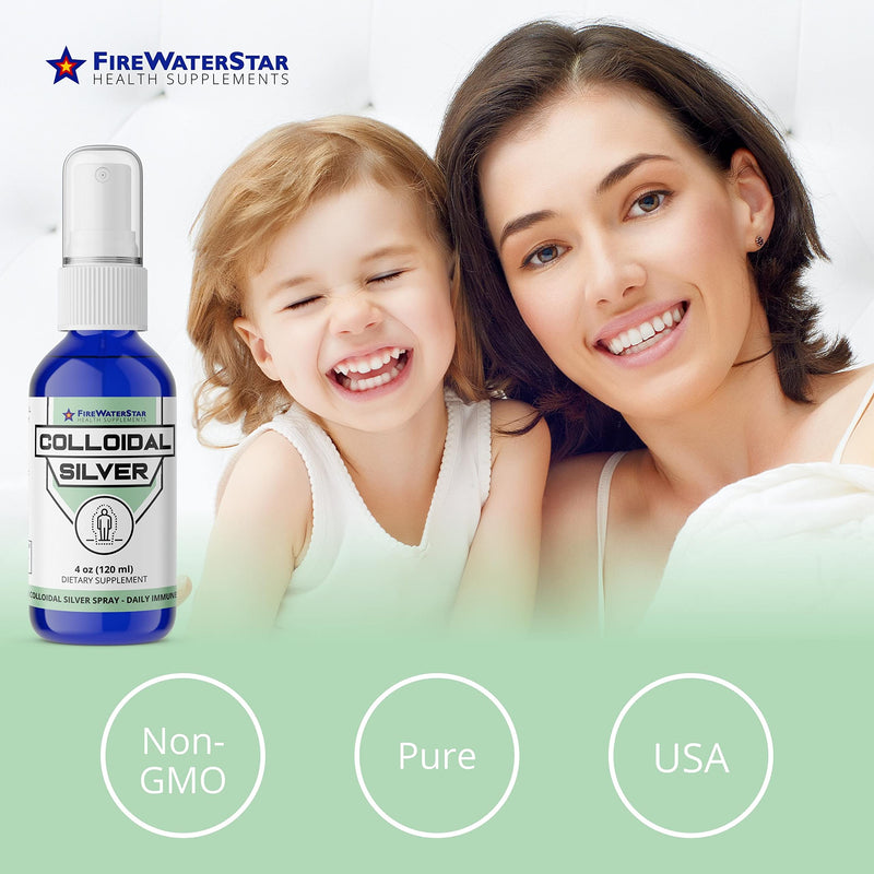[Australia] - FWS Colloidal Silver Spray - 4 oz - Clear Silver - 50 ppm - 99.99% Pure Silver - Daily Immune Support 