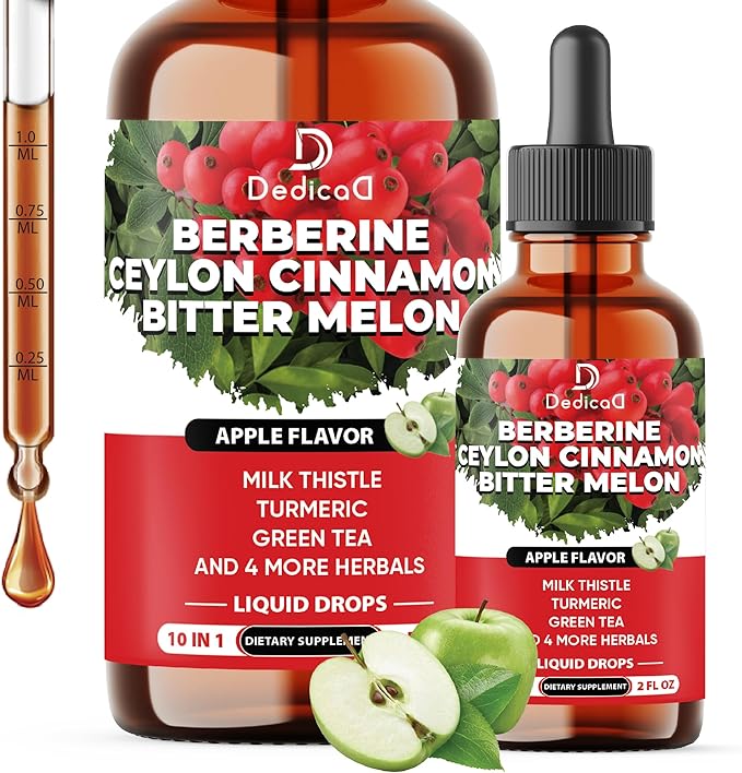 [Australia] - Berberine with Ceylon Cinnamon - Berberine Supplement Liquid Drops with Bitter Melon Extract, Turmeric, Chromium, Gymnema, Moringa, AMPK Activator for Digestion System, Immune Health Support, 2 fl oz 2 Fl Oz (Pack of 1) 