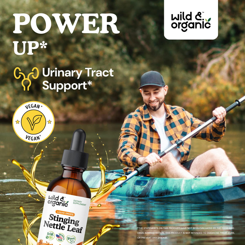 [Australia] - Wild & Organic Stinging Nettle Leaf Extract Drops - Urinary Tract Support - Liquid Stinging Nettle Supplement - Urtica Dioica Tincture - 2-Month Supply - Vegan, Sugar & Alcohol-Free - 2 fl oz 2 Fl Oz (Pack of 1) 