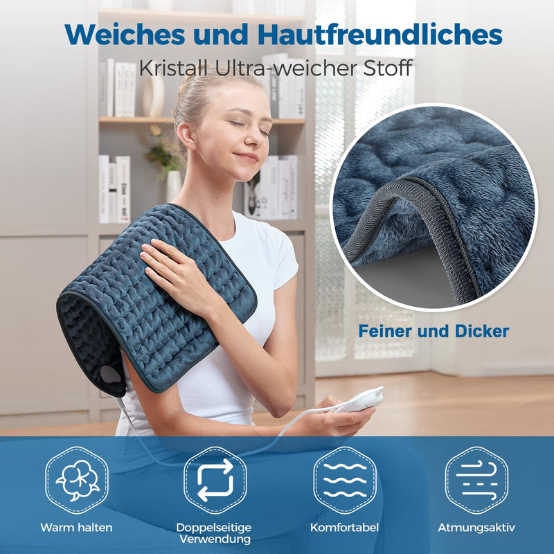 [Australia] - Mowend heating pad with automatic switch-off, electric heating pad with 6 heating settings, quick heating and machine washable, pain relief, gifts for wife, mom, dad, 30x60cm 30x60cm gift for mom 