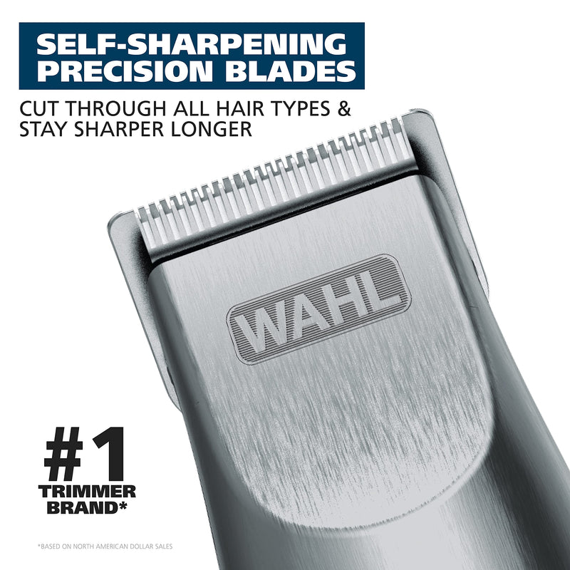 [Australia] - Wahl Groomsman Corded or Cordless Beard Trimmer for Men - Rechargeable Grooming Kit for Facial Hair - Beard Trimmer & Groomer - Model 9918-6171V Silver/Black 