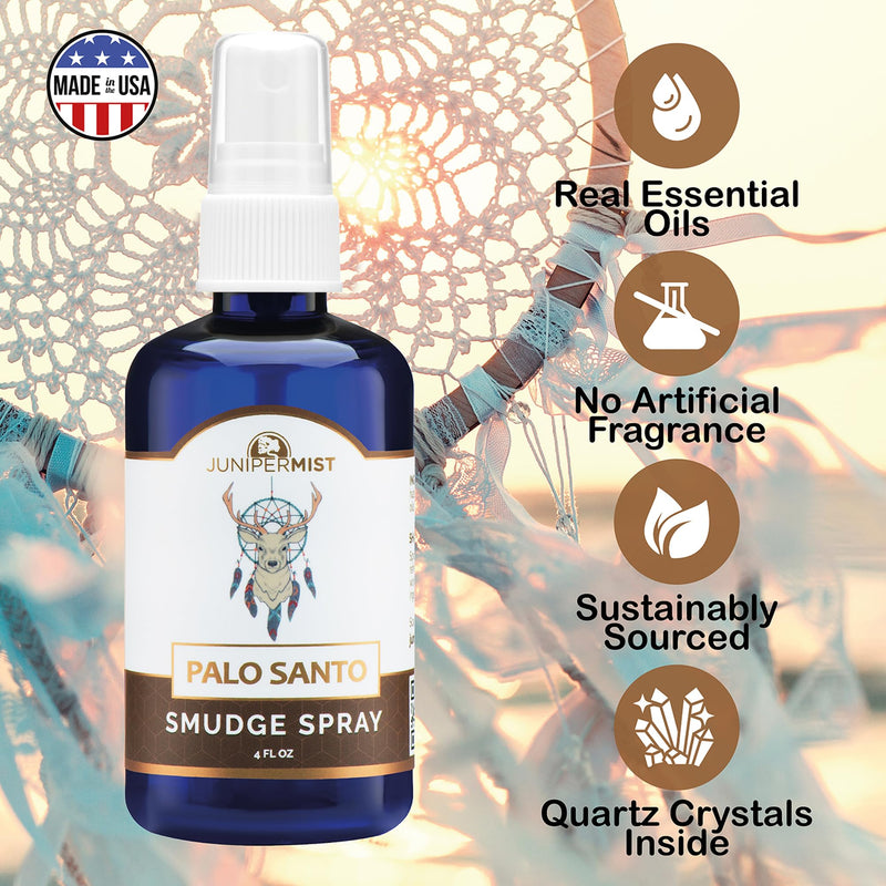 Smudge Spray Gift Set of 3 (114ml), Sage Spray, Palo Santo & Lavender Spray for Cleansing Negative Energy, Spiritual Room Spray Set, Smudge Kit Alternative, Essential Oil Spray