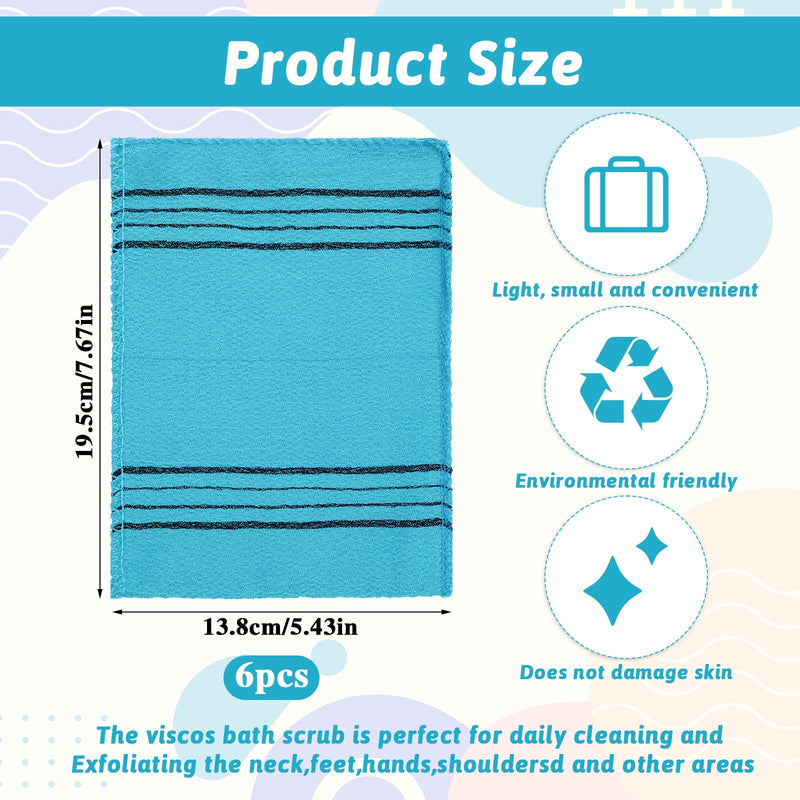 [Australia] - Pack of 6 Exfoliating Washcloth Gloves Asian Double-Sided Scrubbing Washcloth Exfoliating Gloves Reusable for Deep Clean Dead Dry Skin Cells Remove Skin Dirt 