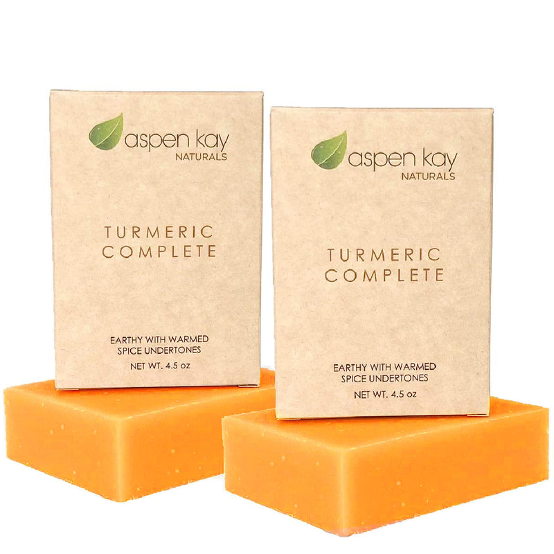 Aspen Kay Naturals Turmeric Soap for Face & Body - made with Organic Shea Butter, Chamomile & Calendula - Gentle Turmeric Face Wash, All Skin Types, Made in USA (2 pack) 4.5 Ounce (Pack of 2)
