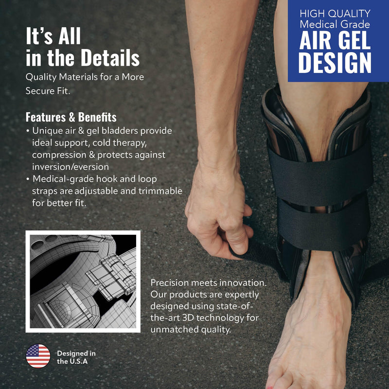 [Australia] - AnklePro Air Gel Stirrup Ankle Brace, Hard Core Side Stabilizer With Removable Cold Therapy Air Cushion & Gel Pad for Ankles, Ankle Brace for Women and Men, Ankle Support, Regular, White 